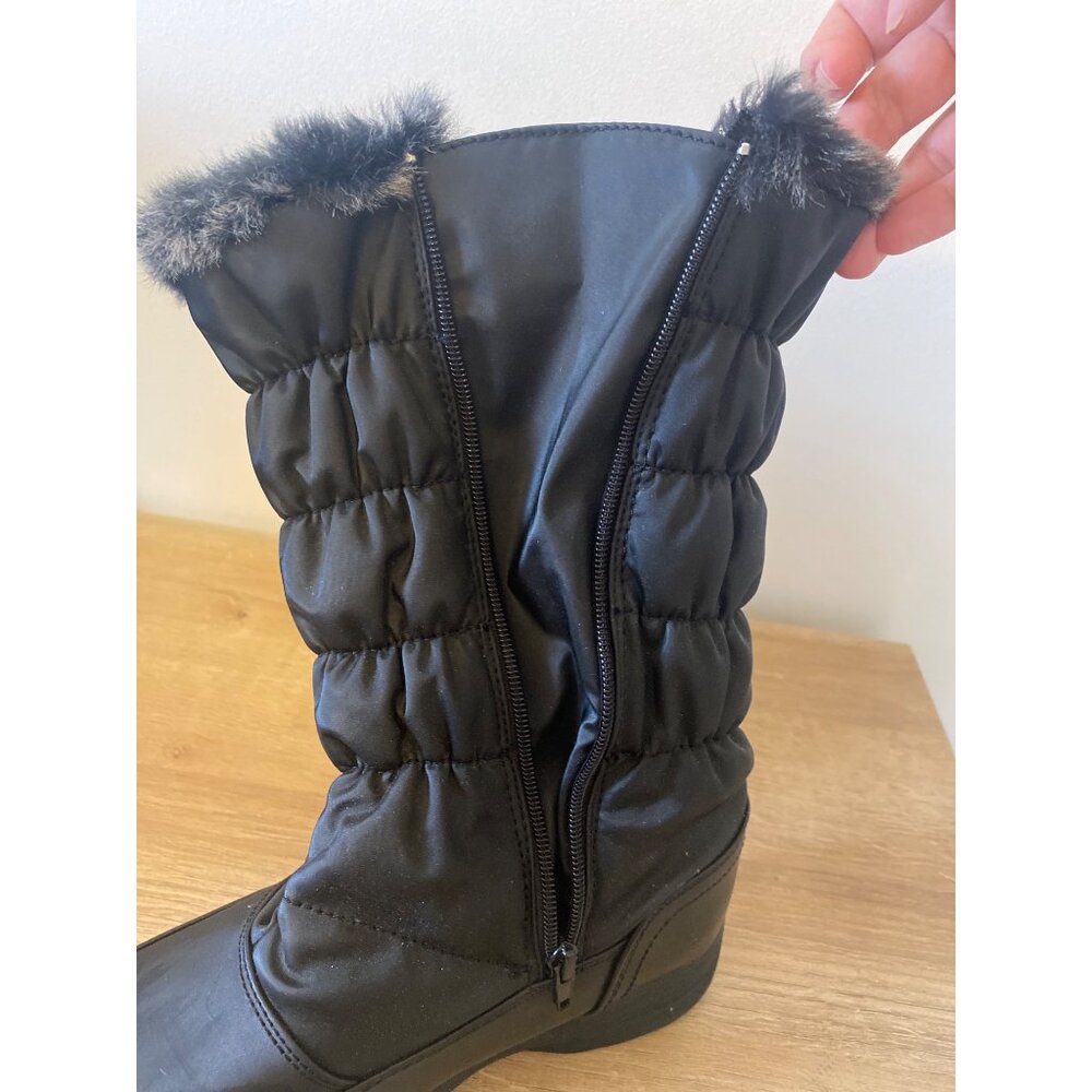 Women's Faux Fur-Lined Winter Snow Boots Waterproof Black Size 8M Zipper Closure - Picture 5 of 7